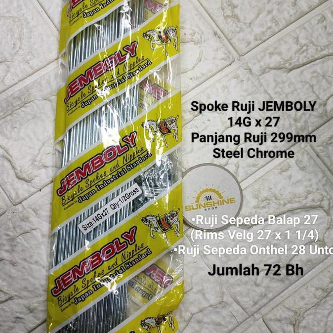 Spoke Ruji Jari 299mm Jemboly 14Gx27 Untuk Velg Rims Sepeda Balap 27 Velg 27x1 1/4 Onthel 28 Jadul J