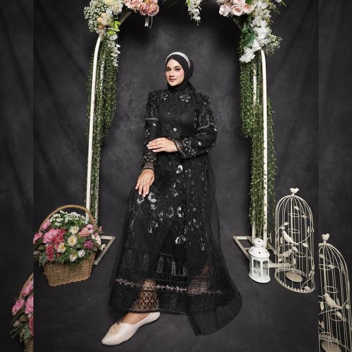 RAISHA-Ranima Gaun/Dress Brokat Kondangan 2024 Full Tile Brokat Gamis Pesta Mewah Elegan