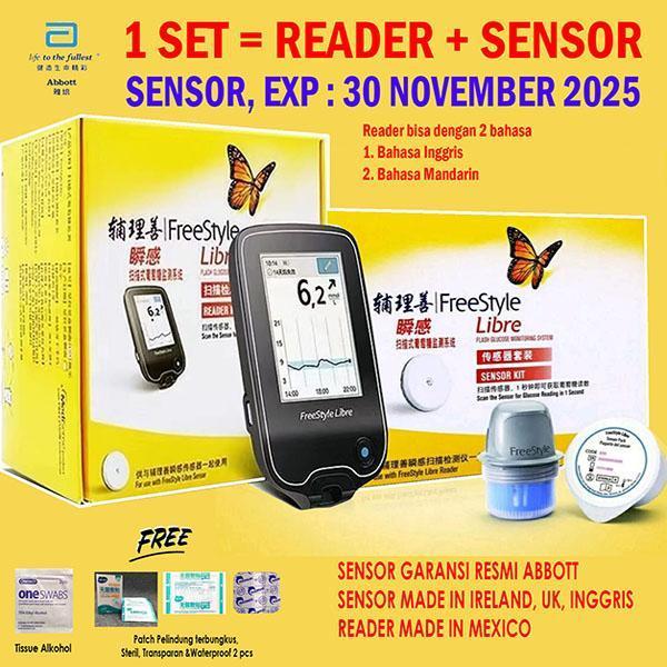 Sensor + Reader FreeStyle Libre Sensor Jaminan 1000% ORI dari Abbott