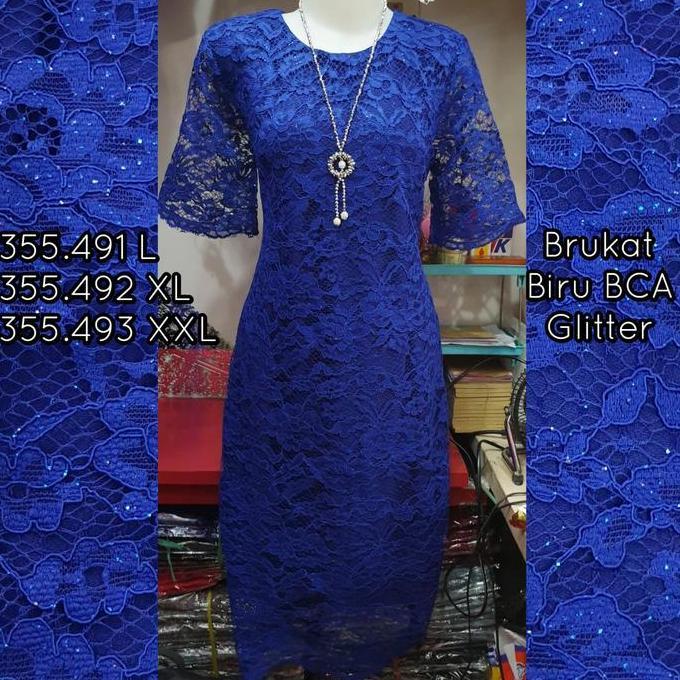 dress brukat biru BCA/ brokat Glitter