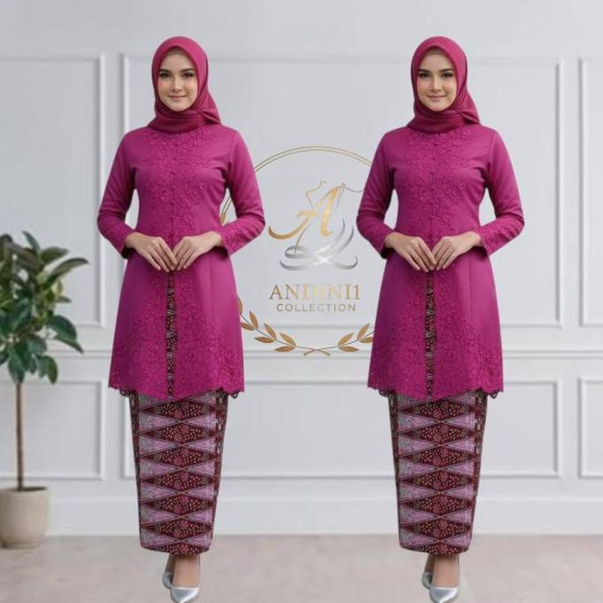 Andini Collection Kebaya Encim Tunik Model Krah Shanghai Baju Dewasa Katun Toyobo Nyaman & Elegan Si