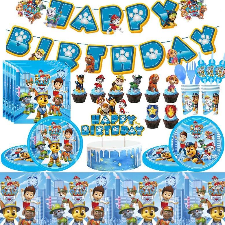 Paw Patrol Birthday Decoration Party Supplies Set Balloons Backdrop Plates Cup Cake Topper Paw Patro