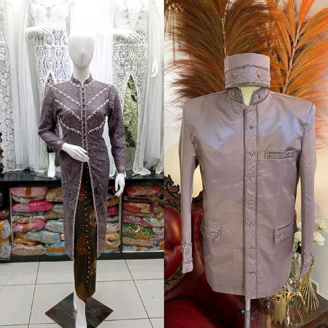sepasang baju orang tua pengantin / kebaya ibu hajat couple beskap