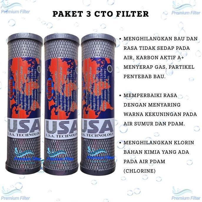 PAKET 3 CTO FILTER AIR 10 INCH / FILTER AIR SUMUR PDAM / FILTER AIR PDAM KRAN KERAN / FILTER AIR TOR