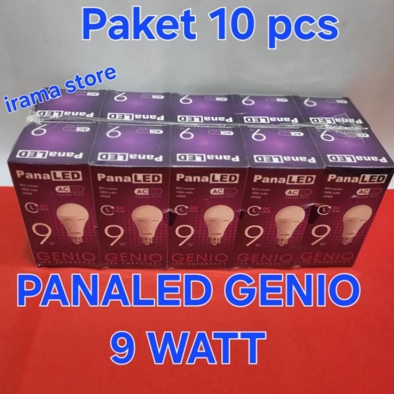 Lampu Emergency LED 9 Watt Panaled Genio /Lampu AC / DC Paket 10 PCS / 1 PAK