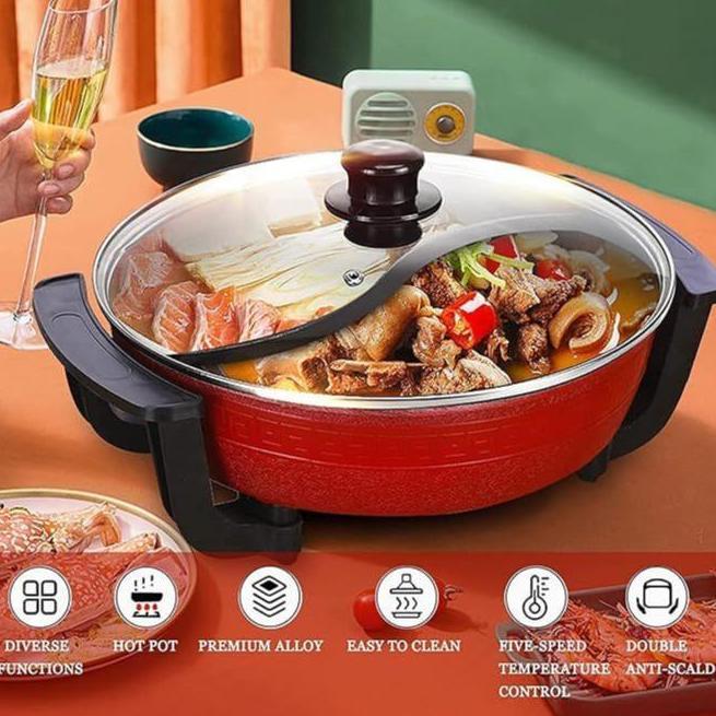 SteamBoat Shabu Suki Electrik 2 Rasa Kuah Panci Shabu Listrik 2 Sekat STEAMBOAT SUKI PAN