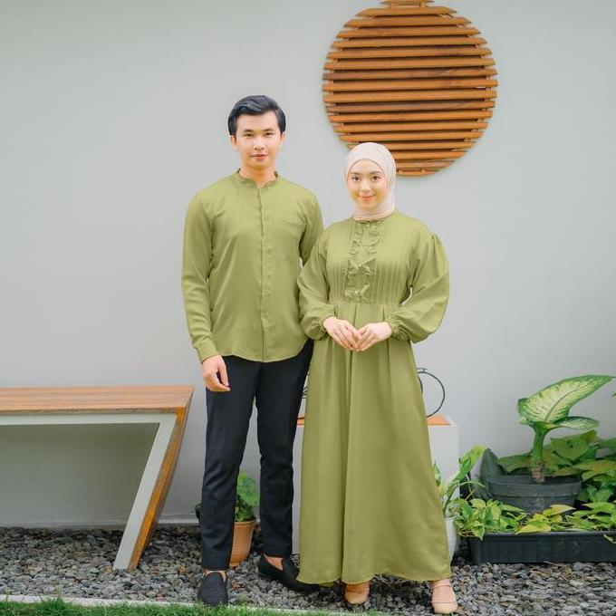 [Demore] - Ziya Baju Pasangan Lebaran - Gamis Syari + Koko Panjang - Dress Couple Outfit Kondangan W