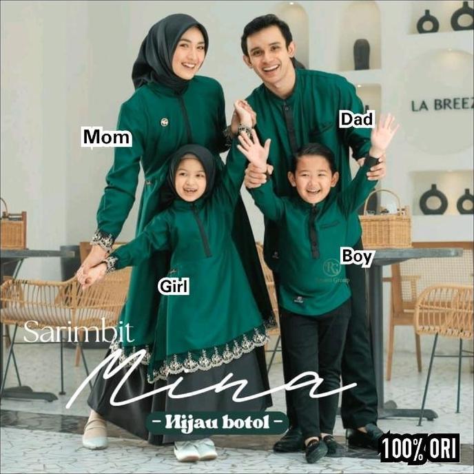 Best Item, Sarimbit Keluarga Mina Warna Hijau Botol Original By Riyani Couple Gamis Ibu Muslim Panja