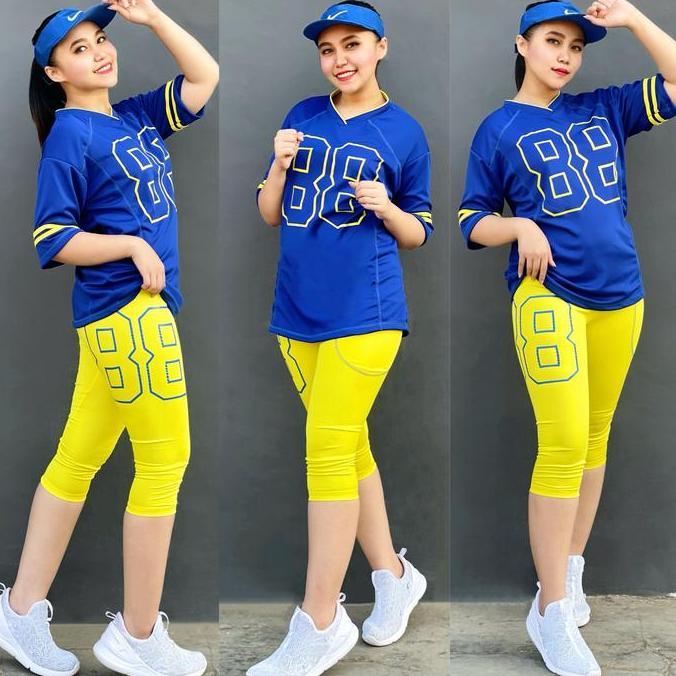 Super Promo, Baju Senam Aerobic 88 Maxxi Biru Kuning