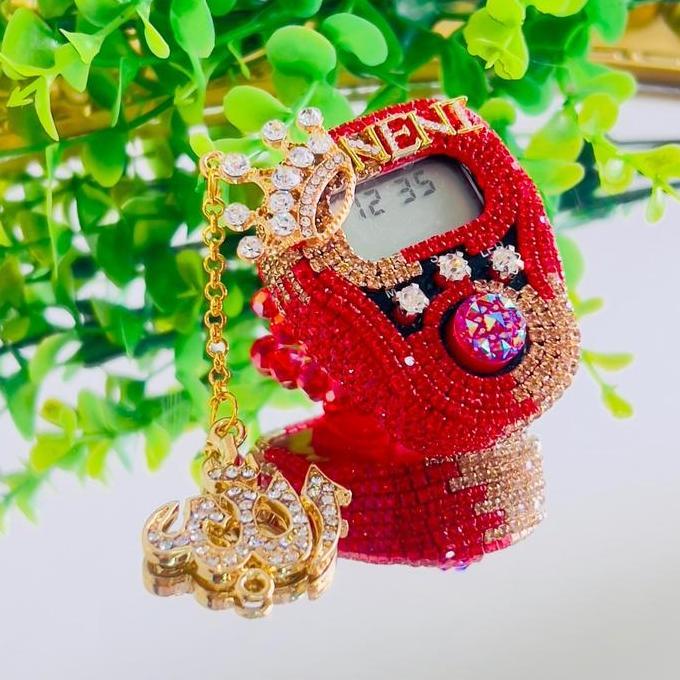 Laristerbaik- Mm- Tasbih Digital Swarosvkii Jam Lingkar Motif Mix 2 Warna Dengan Pengaturan Jam Dan 