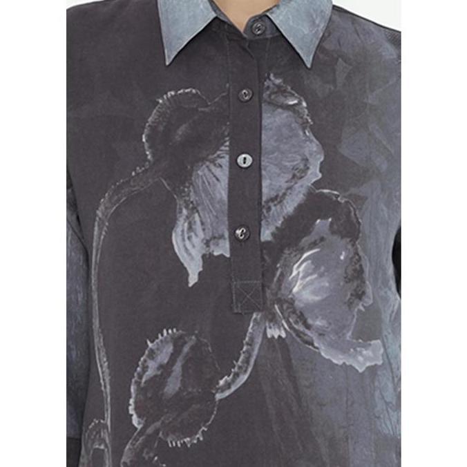 Printed Blouse Casual Look In Grey By Brilliant Girl