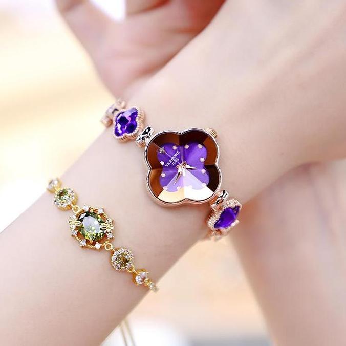 atapart - produk asli resmi veadons jam tangan wanita elegan mewah dengan tali rantai bentuk bunga c
