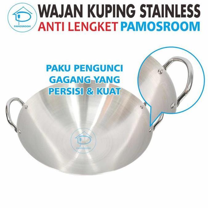 Coox- Calypso Wajan 43Cm Kuali Wajan Penggorengan Stainless Steel Ukuran 43Cm Anti Lengket