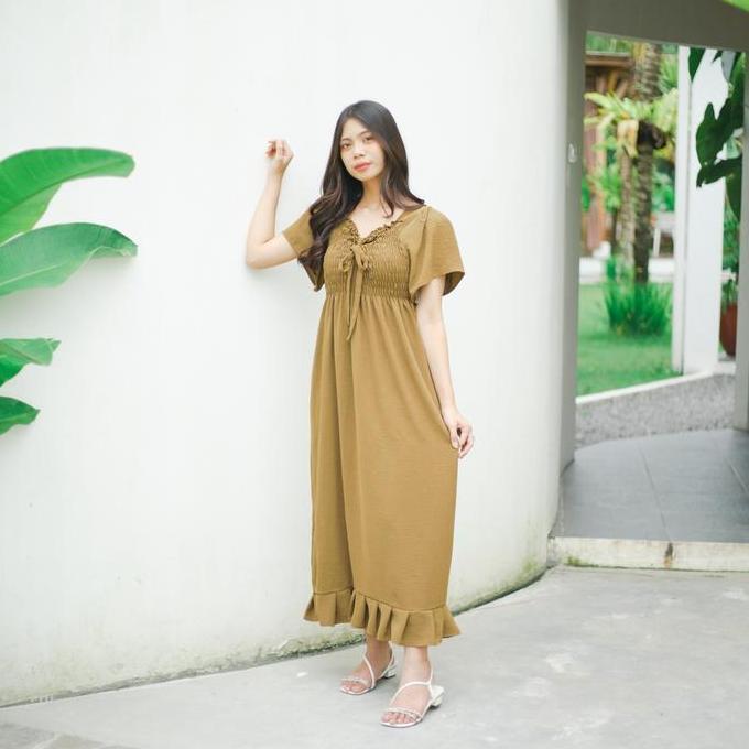 READY DB - Long Dress Tasya LD 120 [ Daster Wanita Kekinian - Bisa COD ] Baju Kerut Serut Casual Pan