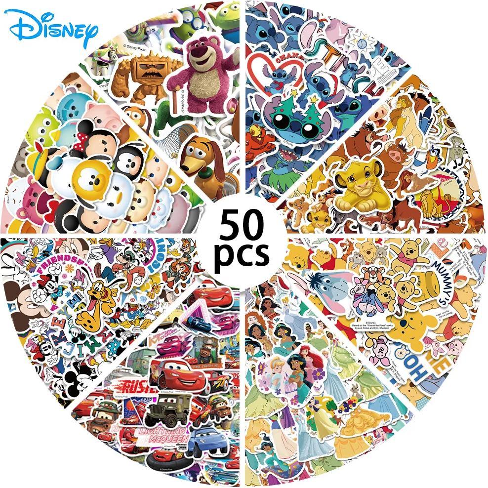 50/100pcs Disney Mix Cartoon Cute Stitch Micky Princess Stickers Vinyl Laptop Luggage Skateboard Wat