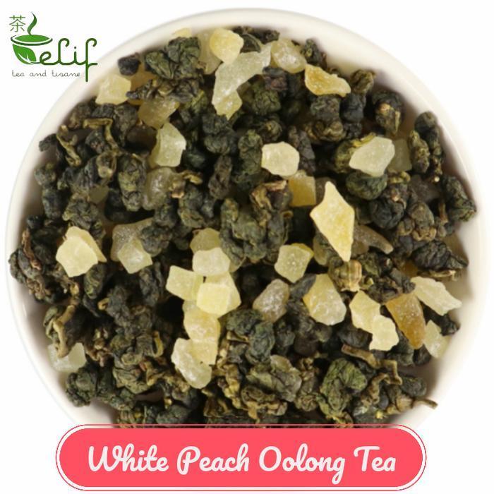ELIF TEA White Peach Oolong Tea Fresh Oolong Tea with Real Dried Peach Chunks