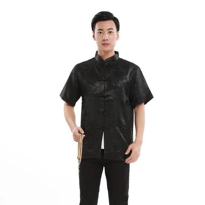 Restok CheongSam Pria Lengan Pendek Motif Naga Import