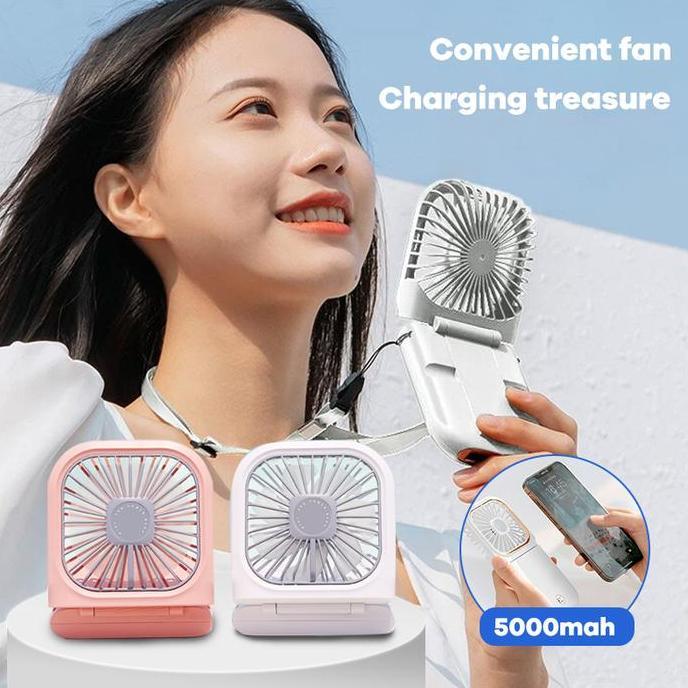DANSSVAGANZA - 3IN1 KIPAS ANGIN PORTABLE MINI FAN & POWERBANK 5000MAH