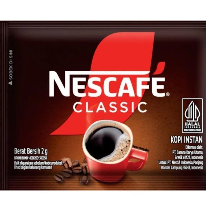 Kopi Nescafe Classic sachet 2 gr / kopi instant 1 pack isi 60 sachet
