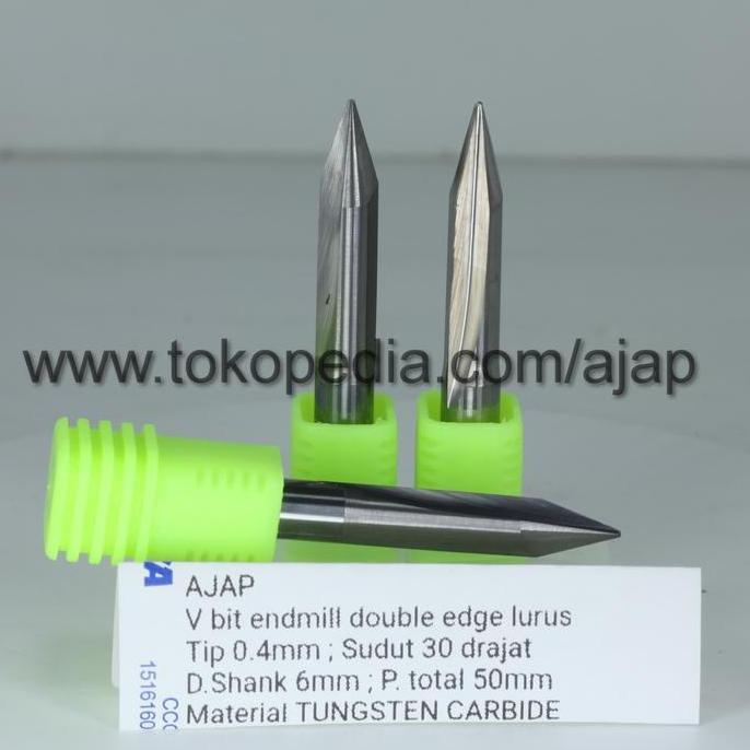 ~~~] Mata Router V Bit 2F 6mm 30 derajat slot double edge akrilik plastik