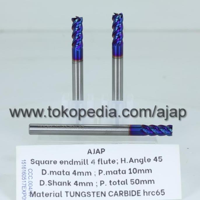 :::::::] Mata ruter bit flat END MILL 4FLUTE 4mm hrc65 hrc65 angle45 mata CNC