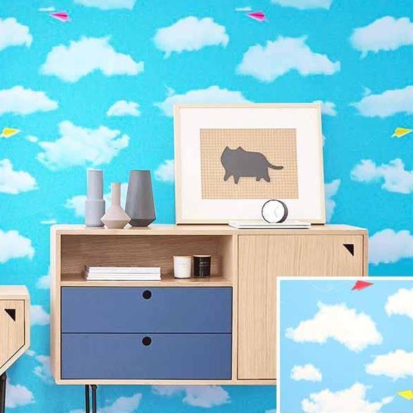 Xyxy- Wallpaper Dinding Motif Awan Ukuran L 45Cm X P 8-9M Dekorasi Plafon Dan Ruang Kamar Plafon  Ka