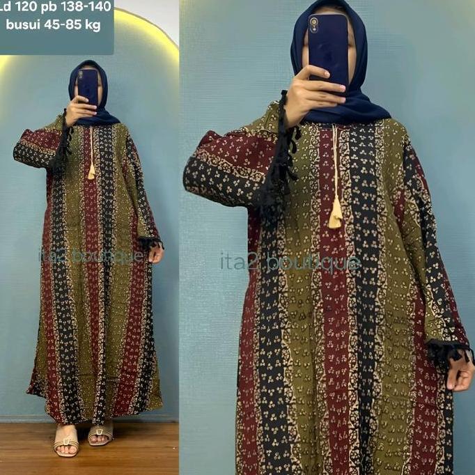 Grosir Ita2 Boutique Abaya Batik  Motif Variasi Gamis Jumbo Abaya Batik Tangan Kekinian Bonang Longr