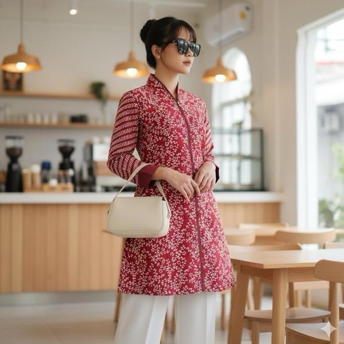 Newrelig- Shanaya Batik Tunik Aldena Garutan Dress Cap Baju Atasan Wanita Modern Kombinasi Cantik Bu