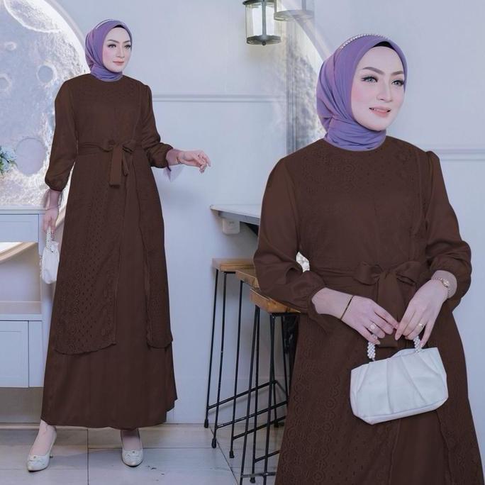 Grosir Kayla Maxi Dress Brukat Mewah Gamis Fashion Pesta Kondangan Terbaru