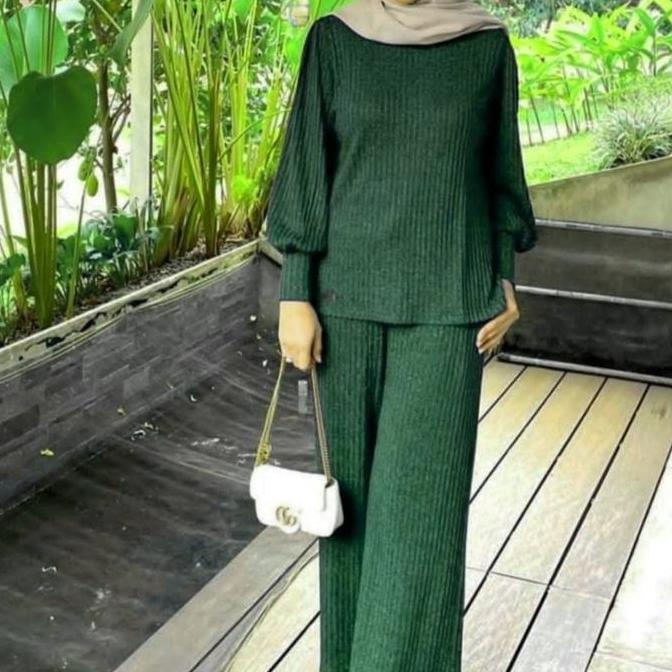 Ready Setelan Wanita Atasan + Celana Bahan Lycra Knit Set Harana SISTAQUE