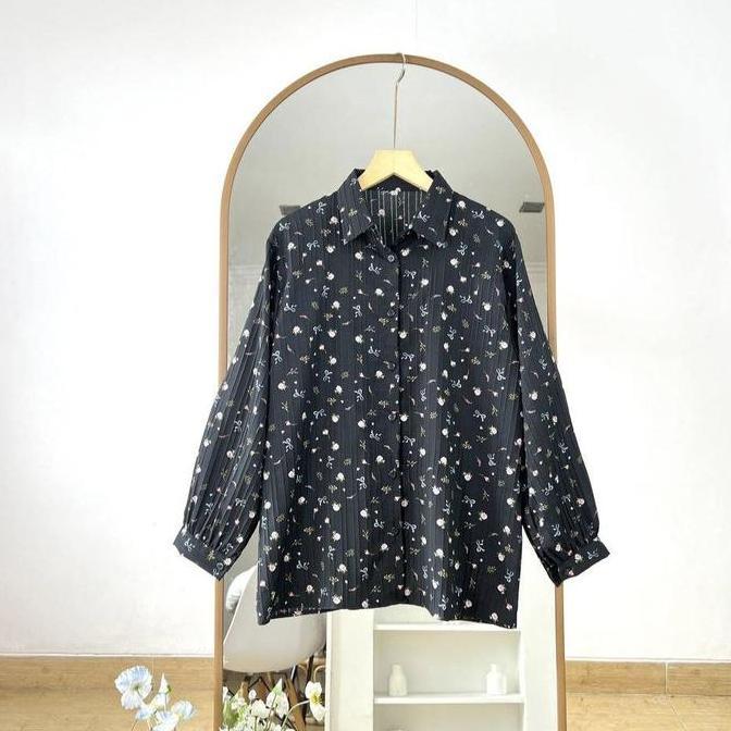 Ready AKAVI - KINAR KEMEJA CRINKLE ELORA SUPER JUMBO KEMEJA BIGSIZE ATASAN OVERSIZE LD 120 130 140 1