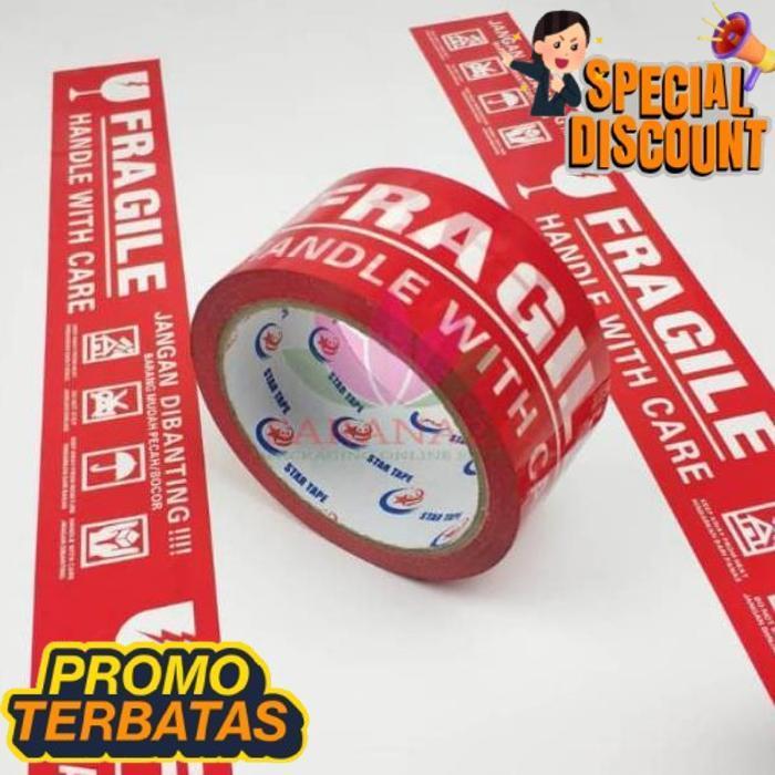 New Stock Lakban Fragile / Lakban Murah / Fragile Merah / Lakban Fragile Merah / Lakban Dr-02