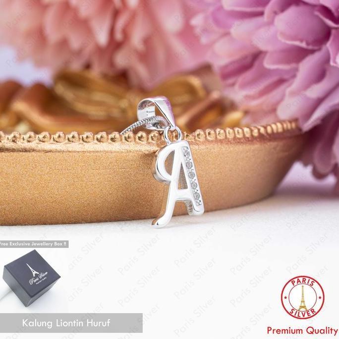 Acckita- Kalung Huruf Nama Perak Asli 925 Alfabet Liontin Inisial Alphabet Silver Lapis Emas Putih