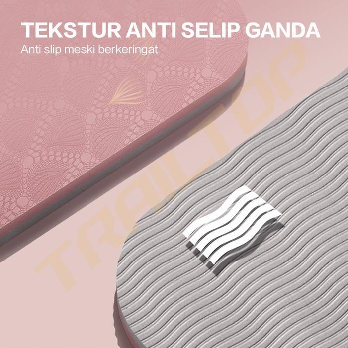 Matras Yoga Premium TPE Yoga Mat Anti Slip Matras Olahraga Tebal 6/8 mm