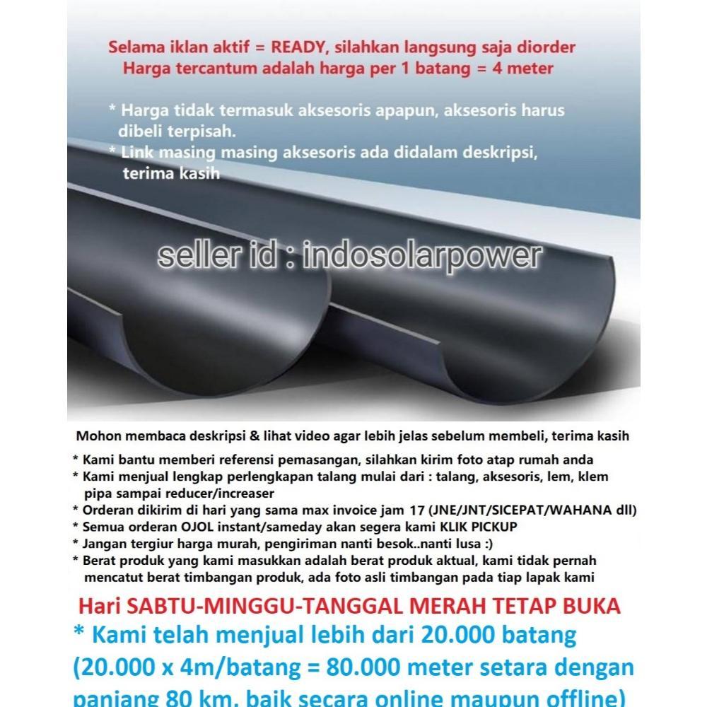 Talang PVC MASPION HR-8 harga 1 batang 4m diameter 8" 8 inch in inci 20 cm setengah 1/2 lingkar Ling