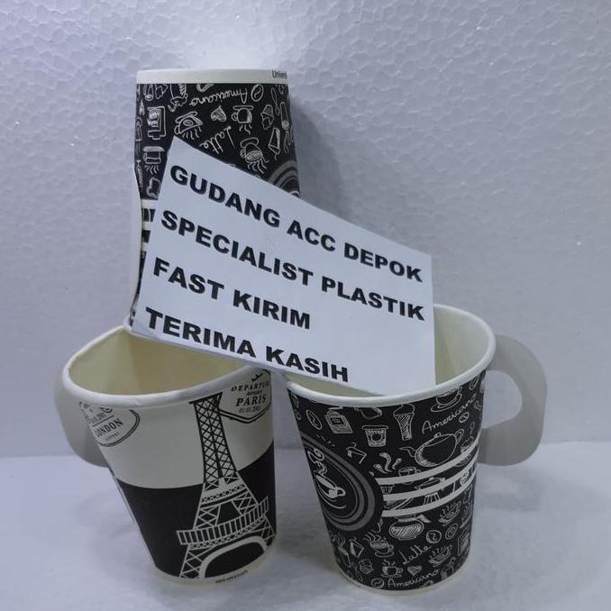 GELAS KERTAS PAPER CUP HOT KOPI 9OZ + PEGANGAN GAGANG HANDLE