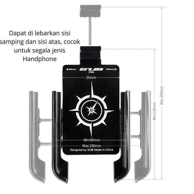 Gub P50 Holder Hp Motor Full Besi Stang Spion Dudukan Tempat Handphone Kualitas Terbaik Harga Termur
