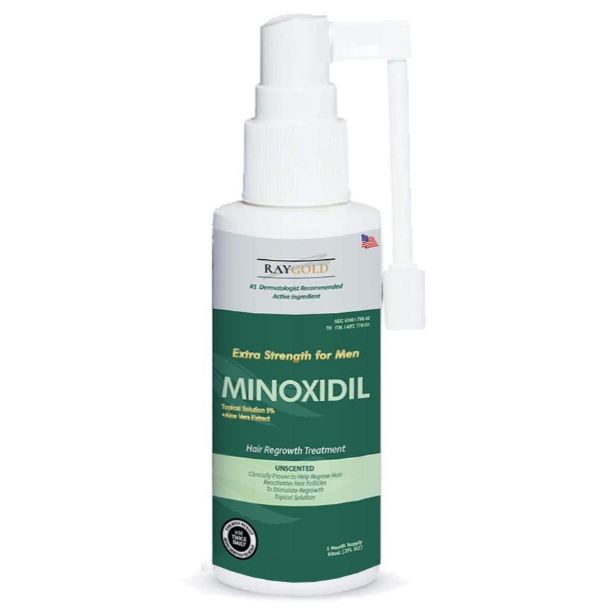 Minoxidil 5% Penumbuh Rambut & Brewok With Aloe Vera For Men Made In Usa - Raygold - Minox Minoksidi