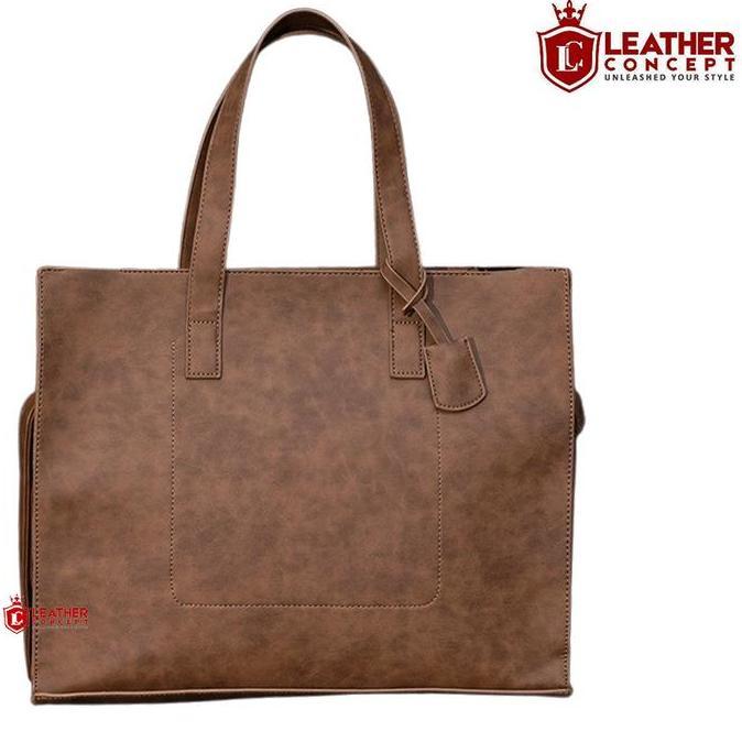 Tampilgayar- Tote Bag Tas Selempang Kulit Tas Kulit Pria Tas Kerja Pria Vosca Khaki Kantong Totebag