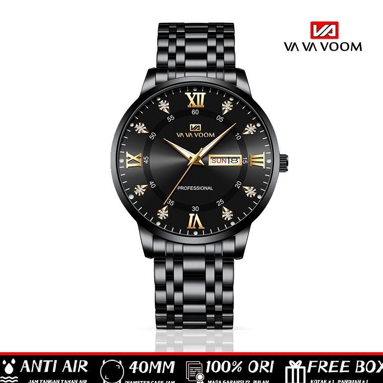 VAVA VOOM 2461 Jam Tangan Pria Anti Air Original Luxury Stainless Steel + Kotak Gratis