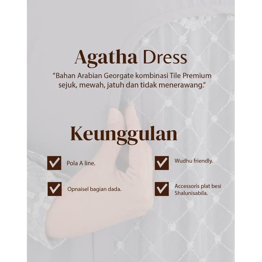 Shalu Nisabila - Agatha Dress Gamis Panjang Syari Wanita Muslimah Bahan Kombinasi Kain Tile Maxi Gam