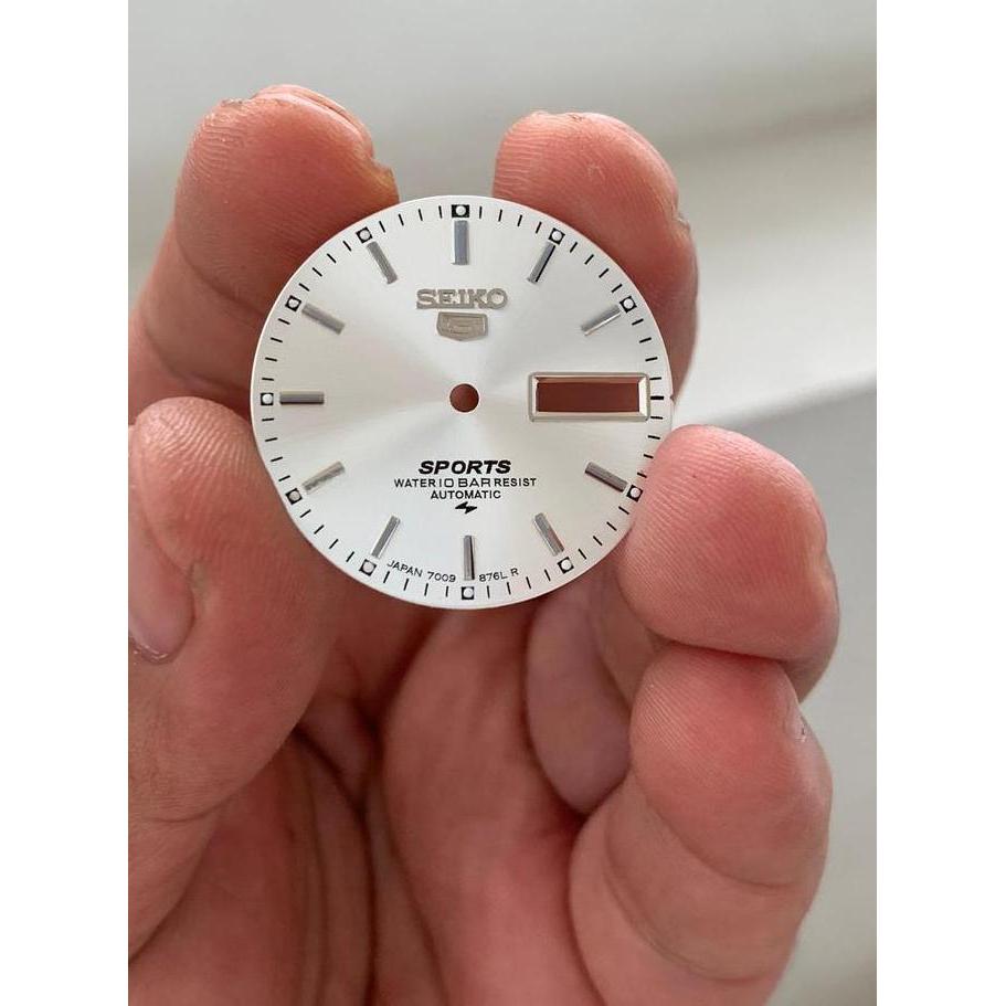 Plat Dial Jam Tangan Seiko Silver 28,5Mm 7009 7S26 7S36 Dial Jam Seiko 5 Sport Premium