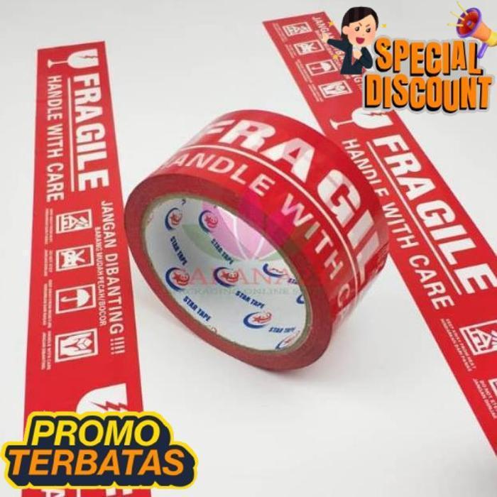 Terbaik Lakban Fragile / Lakban Murah / Fragile Merah / Lakban Fragile Merah / Lakban Dr-02