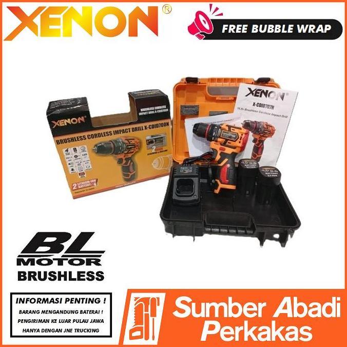 Promo XENON CDID700N Mesin Bor Cordless Drill Brushless 10mm Obeng Screwdriver 2 Baterai Batre Tanga