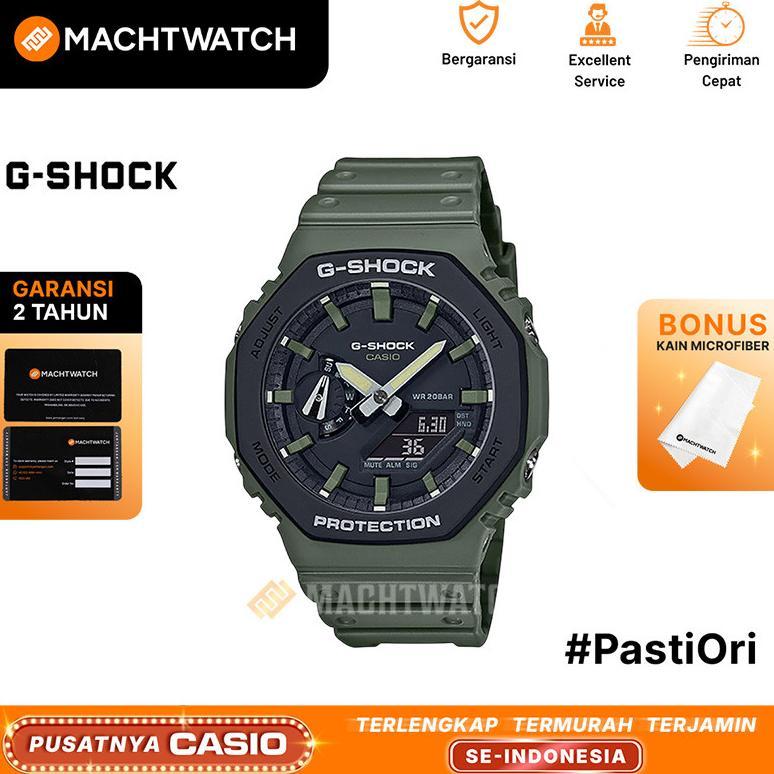 [PRJ] Jam Tangan Pria Analog Digital Casio G-Shock GA-2110SU-3ADR Green Resin Band