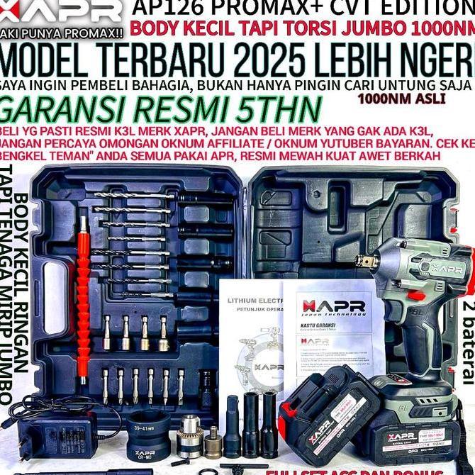 Promo AP126PROMAX+ ap126promaxplus BOR IMPACT WRENCH 1000NM 2batre 10cell Diskon