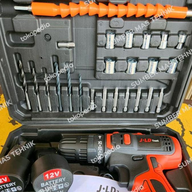 Promo BOR BATERE JLD 10MM MESIN BOR 10MM CORDLESS DRILL 10MM BOR JLD SET 10M Diskon