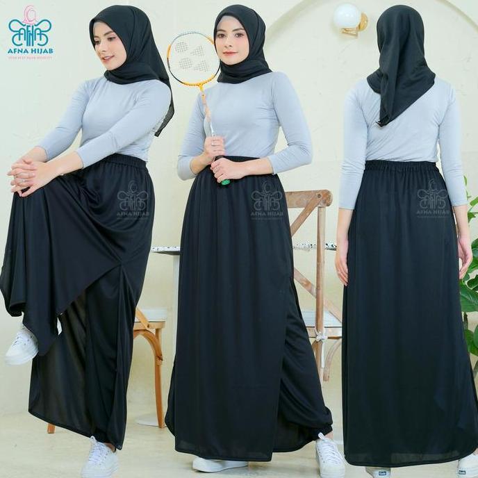 Thegirlrelig- Afna Hilya Rok Celana Olahraga Jogger Training Wanita Muslimah Skirt Panjang Polos