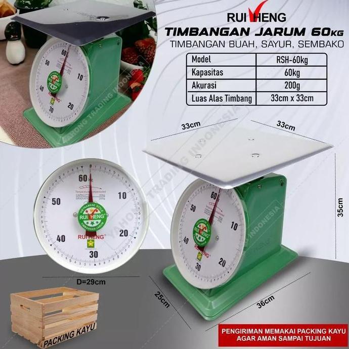 Timbangan Duduk Jarum Timbangan Tipe Vietnam Manual 60Kg 200G Ruiheng
