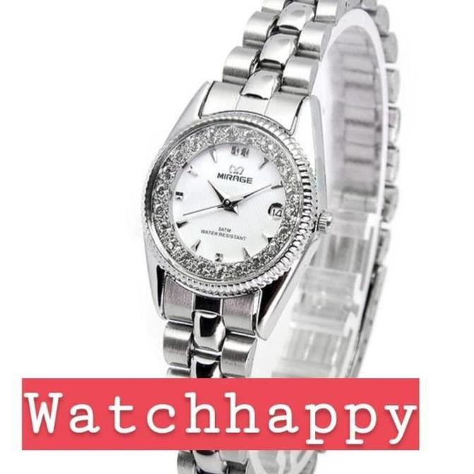 Jam Tangan Mirage Wanita Original RX 1580L Silver Permata Bestseller